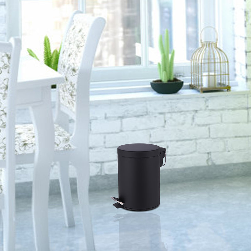 Crenshaw Metal Step On Kitchen Trash Can, Matt Black