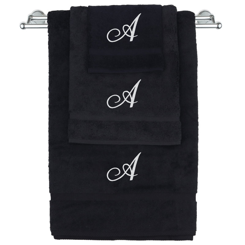 Ensemble de serviettes Marcelline, Noir / blanc, A