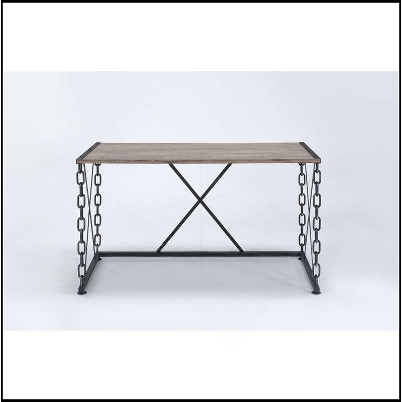 Bureau en chêne rustique et finition noire antique