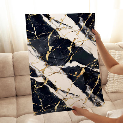 «Abstract Geode Black», reproduction d'art moderne sans cadre