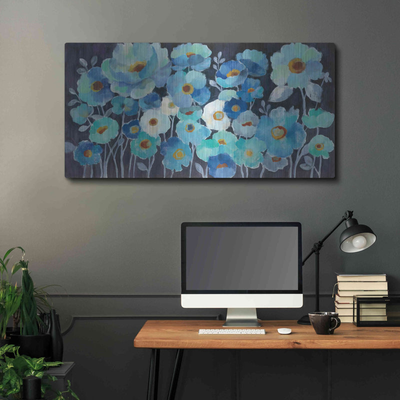 "Fleurs indigo" par Silvia Vassileva, H 24 po x l 48 po