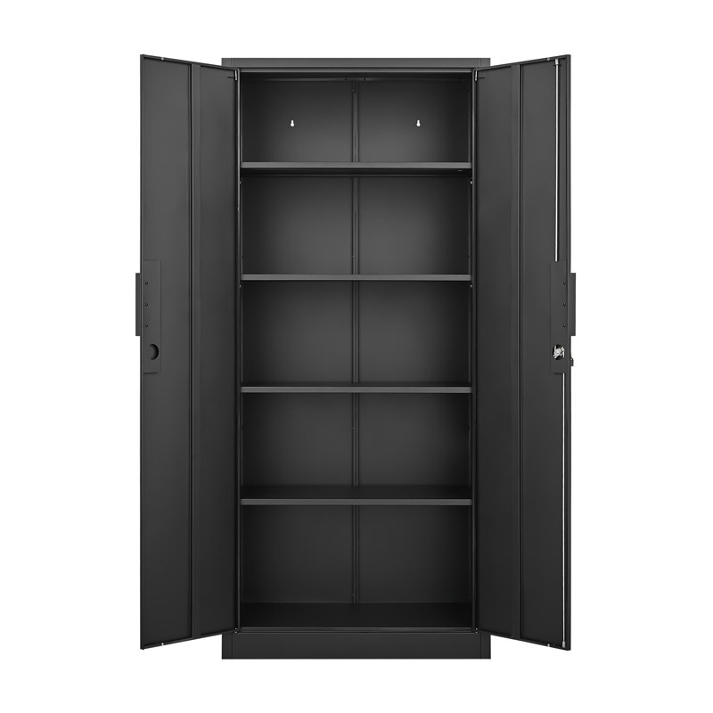Classeur à 2 portes avec serrure, H 16,54 po x l 70,87 po x P 31,5 po, Noir