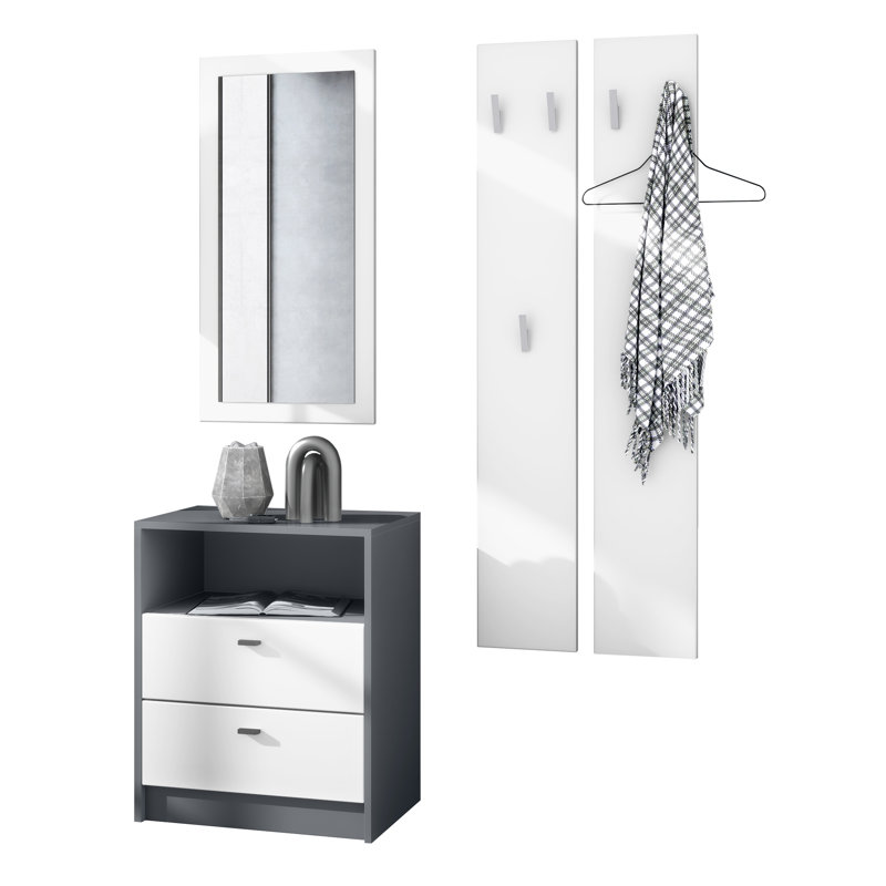 Laimdota 6 Pieces Hallway Set, Matte Anthracite/Matte White
