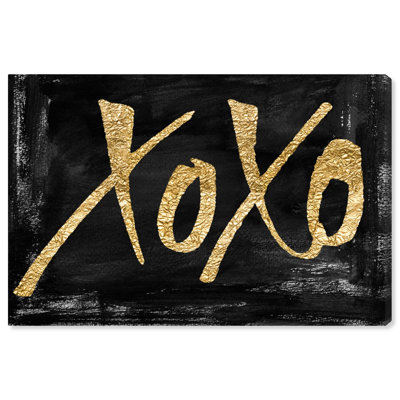 «Typographie and Quotes Black and Gold Xoxo Quotes and Sayings», reproduction d'art textuel sur toile