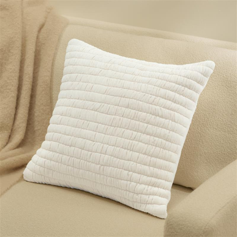 Striped White Square Throw Pillow Cover