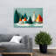 Mignon village abstrait géométrique contemporain pin arbre hiver, impression d'art mural-129718540