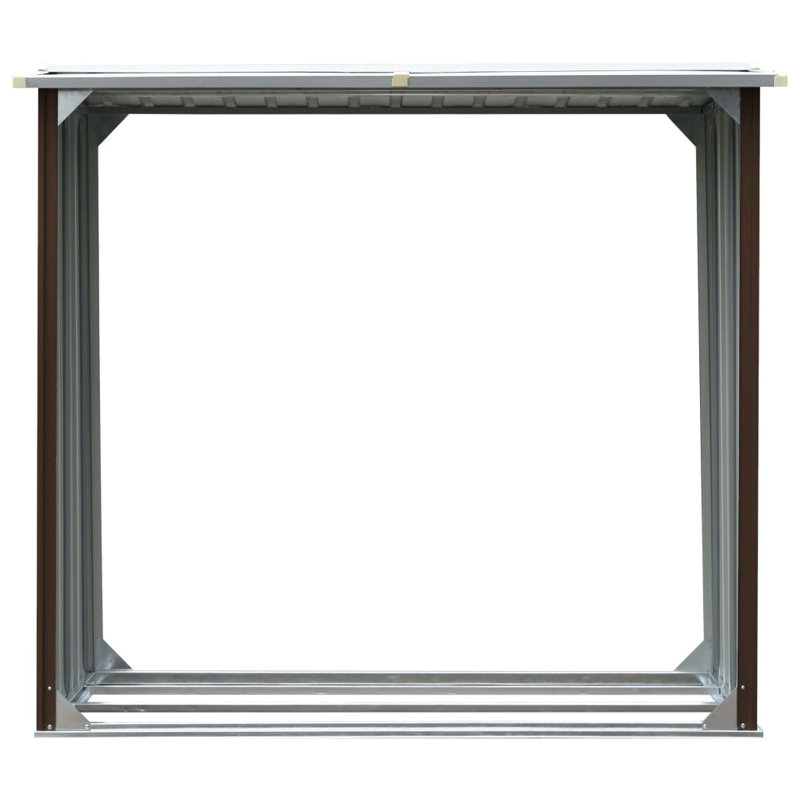 Log Storage Shed Galvanised Steel, Brown