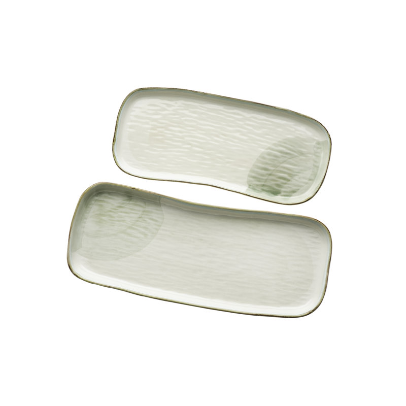 Abigails Seaside Ceramic Platter, Ivory, 1" H x 15" W x 6.5" D