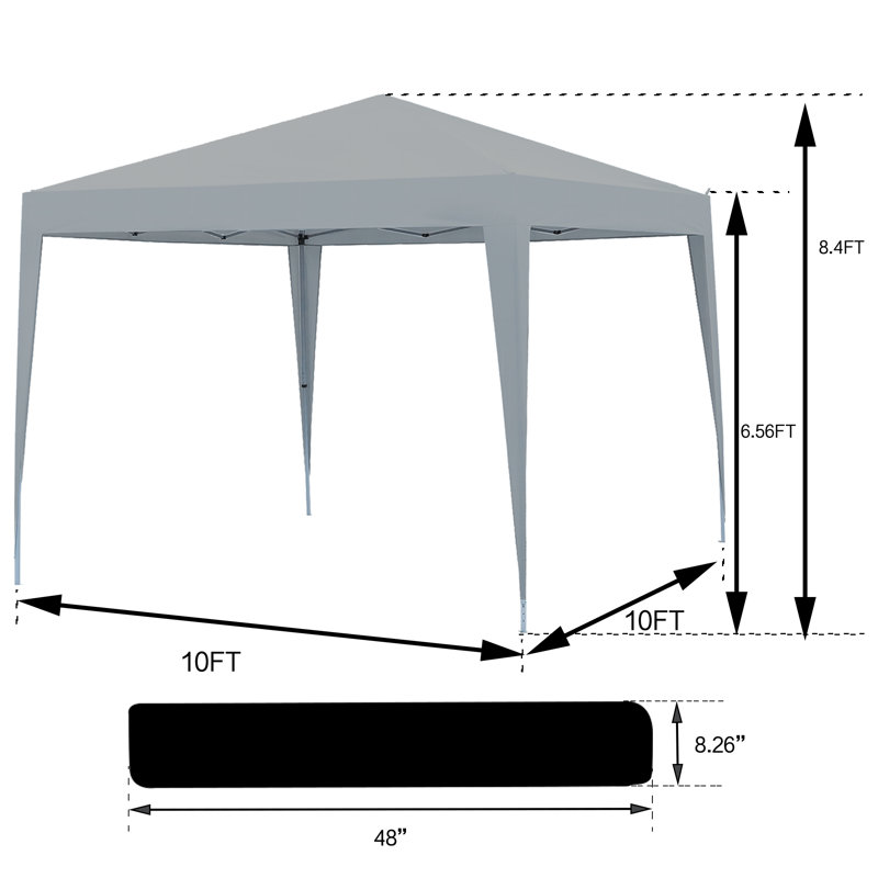 10 pi. L 10 pi. D Pavillon de jardin en métal, Gris