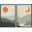 Sun and Crescent Moon Over Green-85484245-85484244