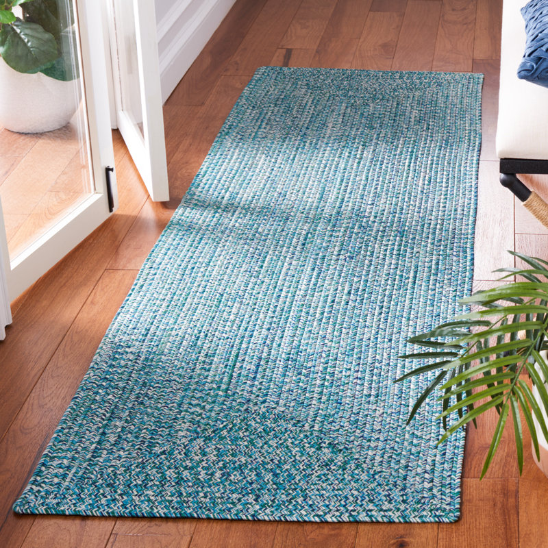 Trombley Braided 201 Area Rug In Teal / Green, Runner 2'3" x 16'