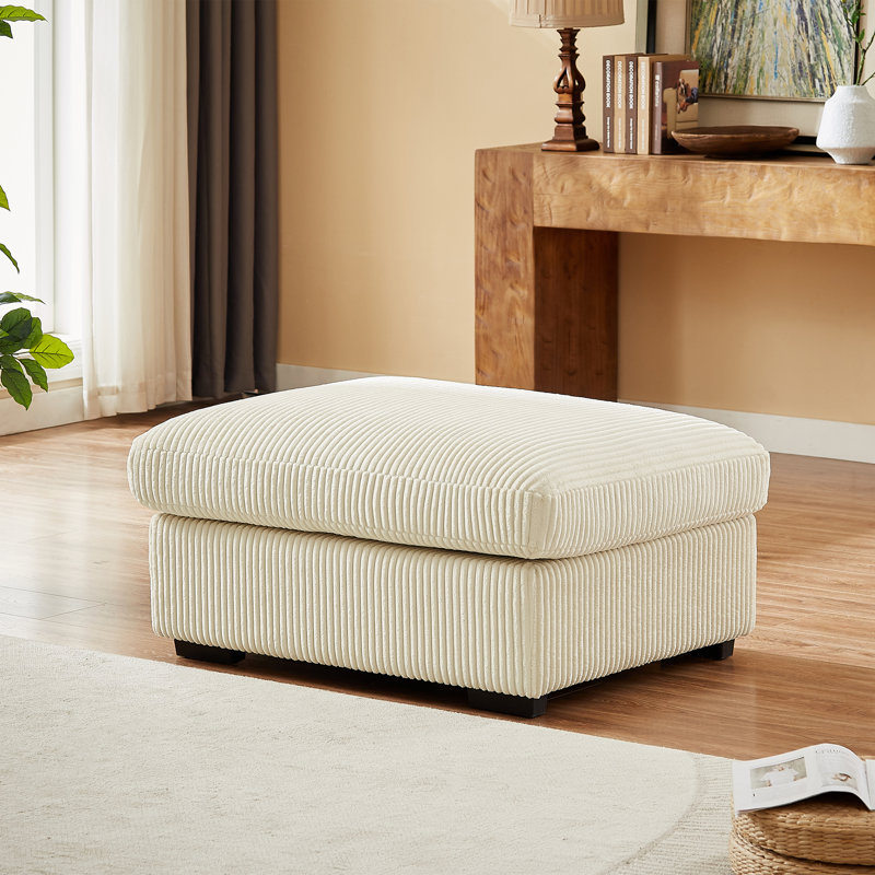 Upholstered Ottoman, Beige