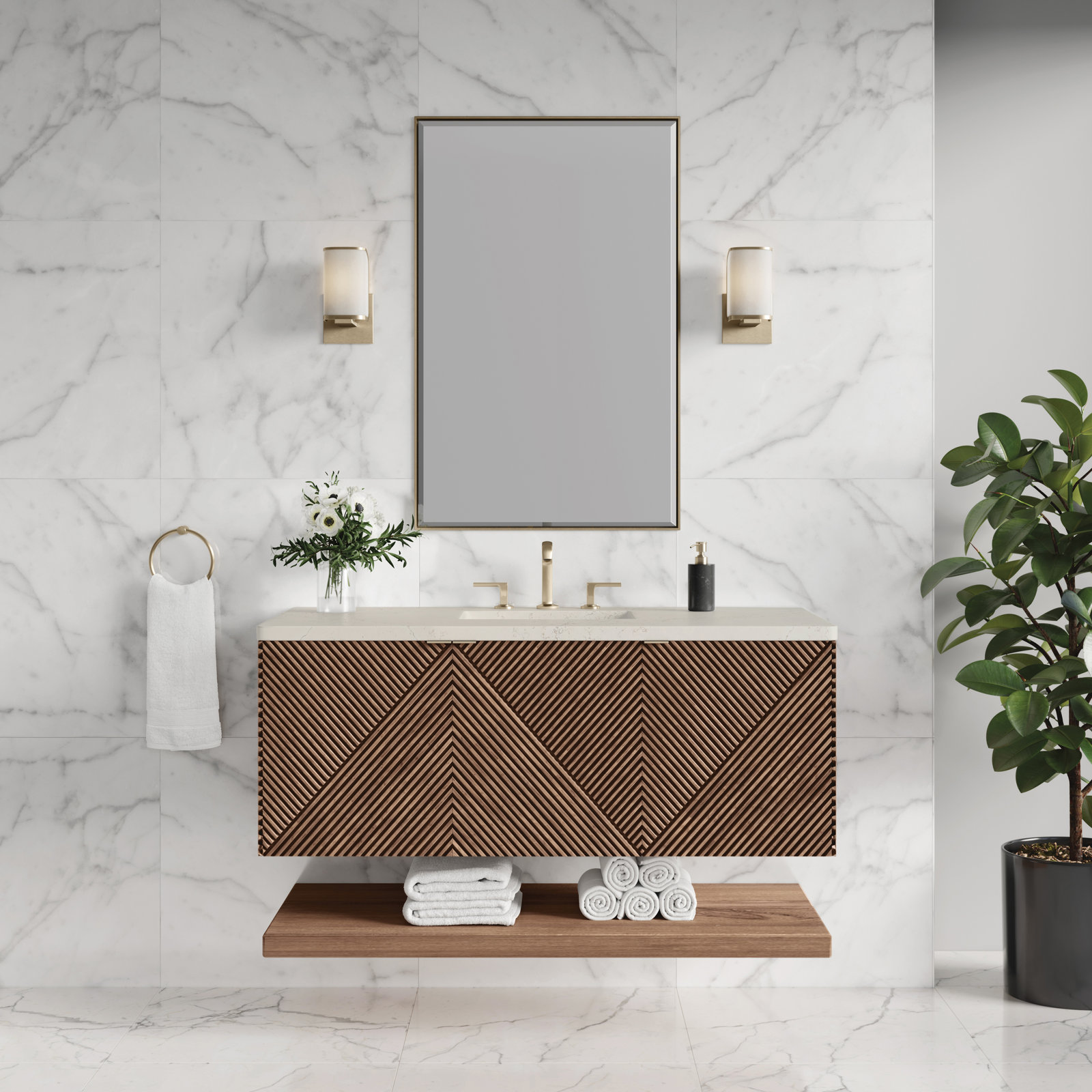 Marcello Single Bathroom Vanity, 48", Siberian, 8" Widespread