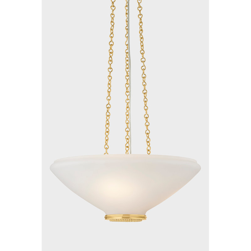 Luminaire suspendu Awosting en laiton vieilli, H 6,25 po x l 17 po x P 17 po, Laiton