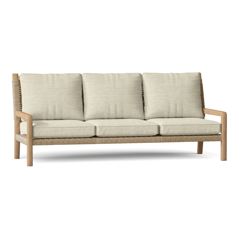 Hudson Outdoor 3 - Seat Patio Sofa, Oat, Charcoal Lace