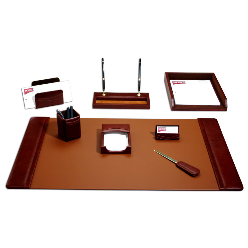 Leather Desk Organizer Set, Mocha