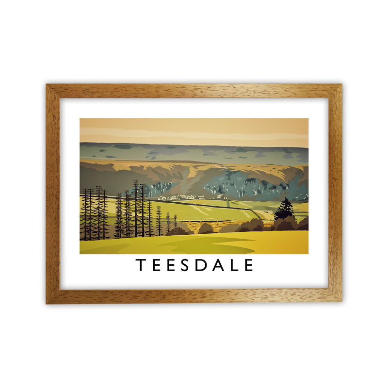 Teesdale by Richard O'Neill - Print, 24cm H x 34cm W x 3cm D, Brown Framed