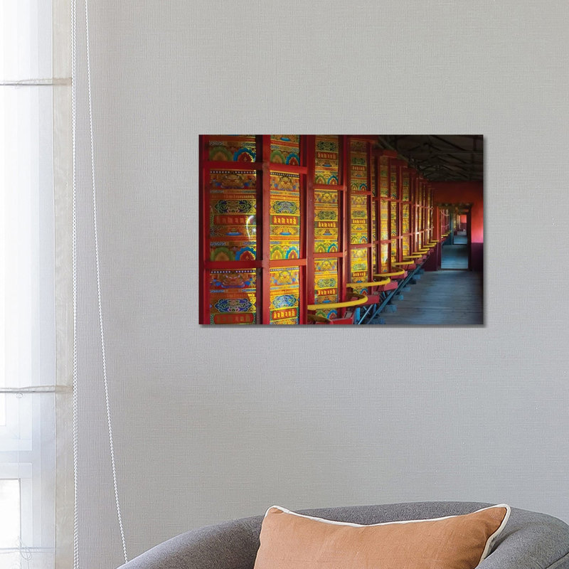 Prayer Wheels In The Temple, Tagong, Western Sichuan, China by Keren Su - Wrapped Canvas Print, 66.04 cm H x 45.72 cm W