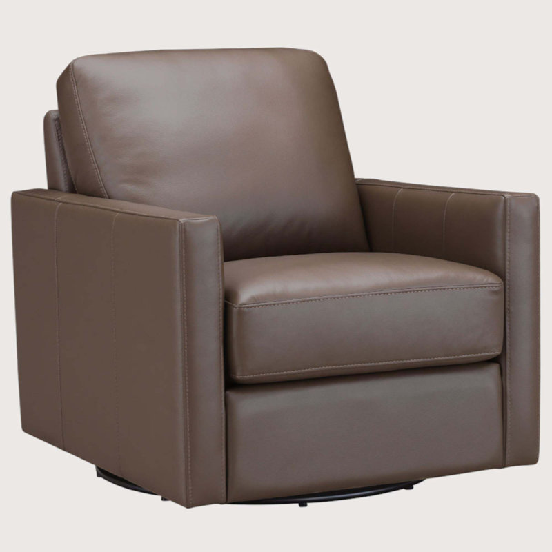 Chaise pivotante en cuir Vara, Cuir véritable gris glace Dillon