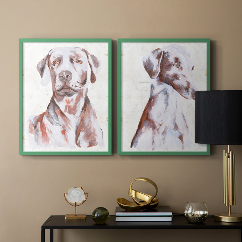 «Sitting Dog I», reproduction encadrée de qualité supérieure - prête à être accrochée - aucun clou requis - aucun clou requis