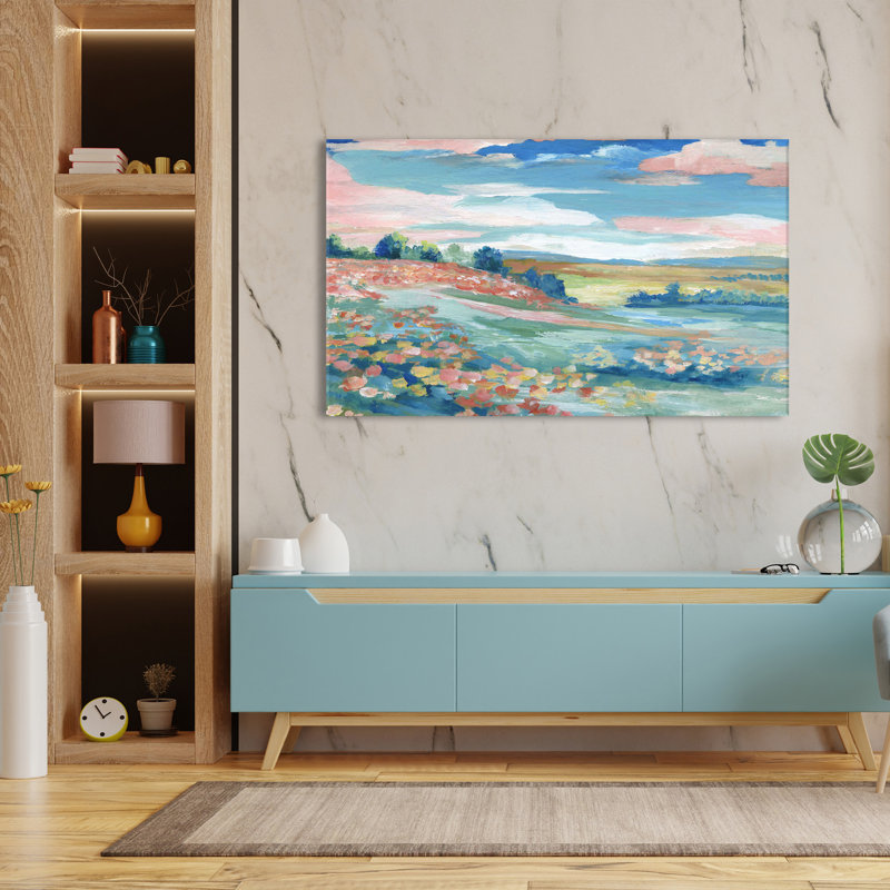 Vue pastorale par Nan - Peinture, L 30 po x H 18 po, Toile tendue