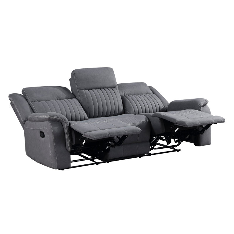 Canapé inclinable manuel double Lenny, microfibre grise, mousse, 86 pouces