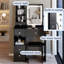 Miroir surdimensionné à écran tactile pour grande commode de rangement multi-niveaux de 41 pouces avec banc rembourré-1987136912