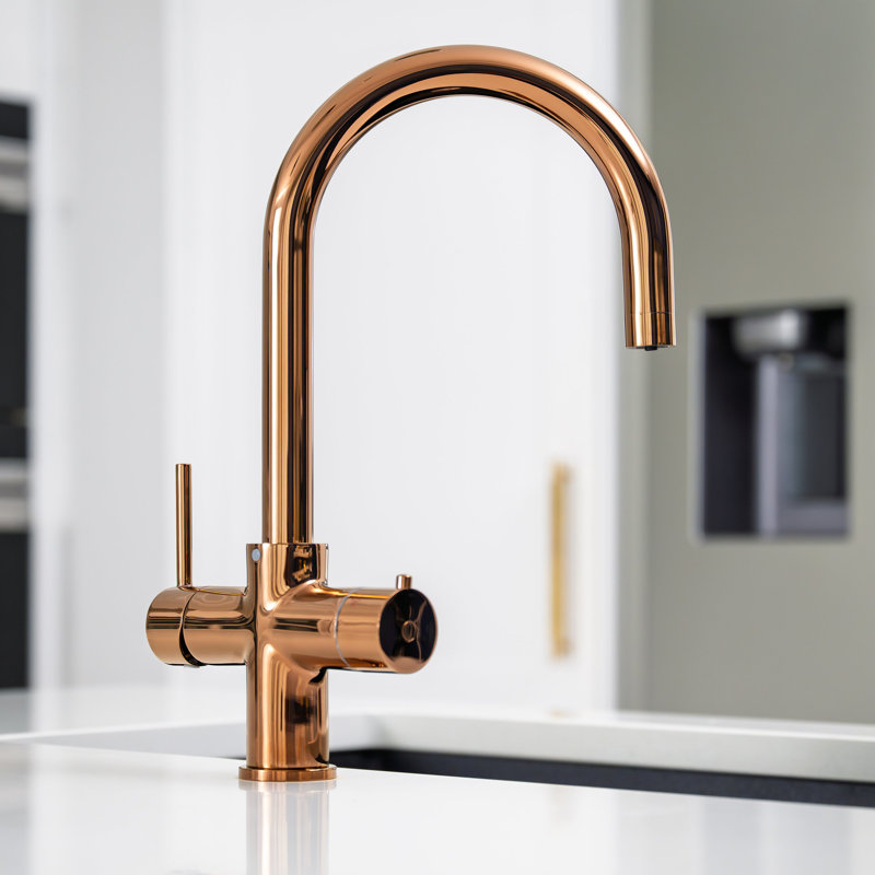 4-in-1 Instant Boiling and Filtered Water Tap - C Shape - 2.4 Litre Boiler, Rose Gold