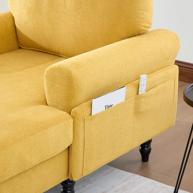 Canapé inclinable Chenille, Jaune moutarde