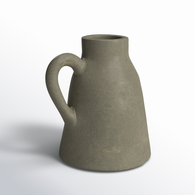 Terracotta Vase Pottery Decorative Handle Accent Vessel Handmade Style Casual Home Decor Statement Artisan Look Unique Shape Rustic Charm Lightweight Sculptural Detail