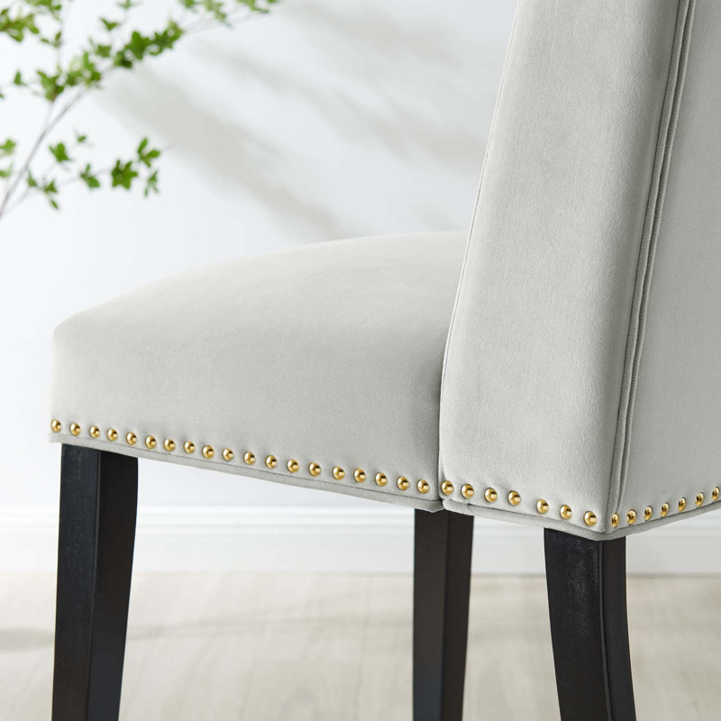 Ensemble de 2 chaises de salle à manger en velours Modway Baron Performance, Gris clair