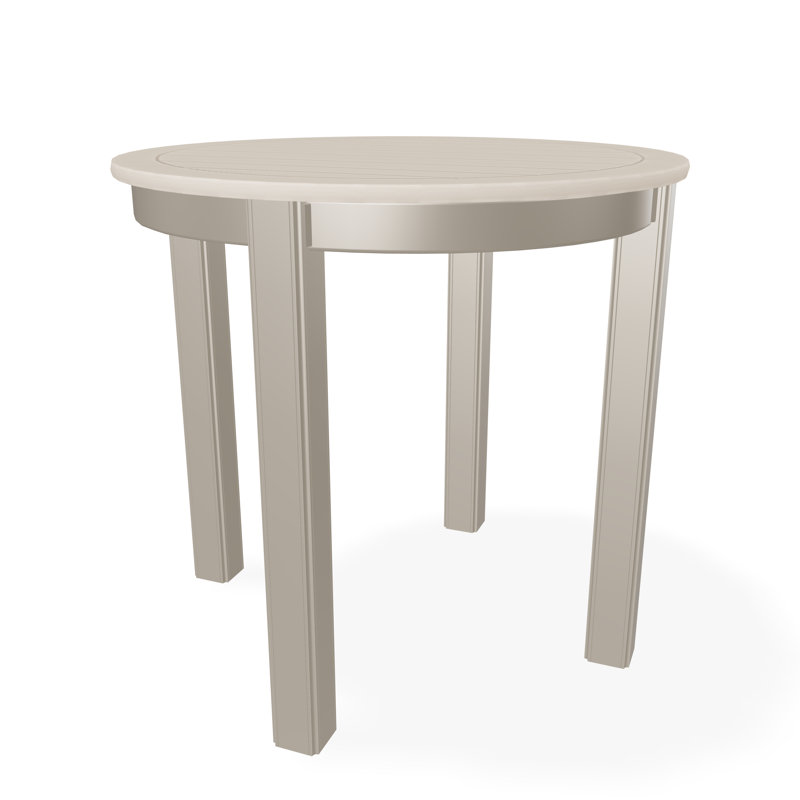 Outdoor Round Side Table, Black/Black, Marine Grade Polymer