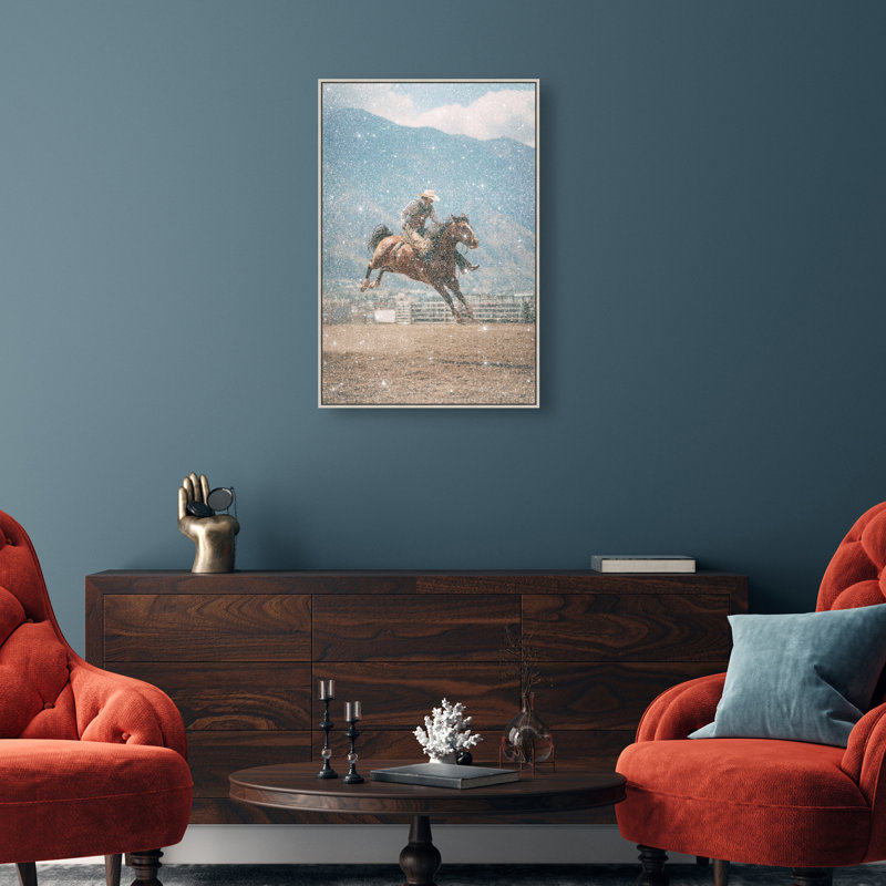 Bronc Rider Print by Oliver Gal, 37" H x 25" W, Silver Floater Frame