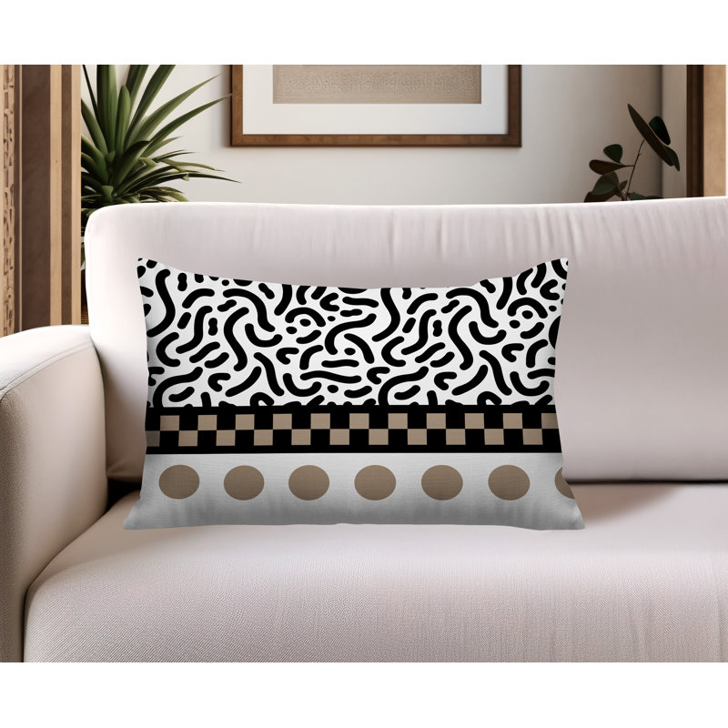Oreiller rectangulaire réversible intérieur / extérieur Kixie, Rectangulaire H 14 po x l 20 po, Beige