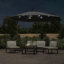 Vermont 350 cm W X 350 cm D Hexagonal Lighted Tilt Cantilever Parasol with Crank Lift-102812888