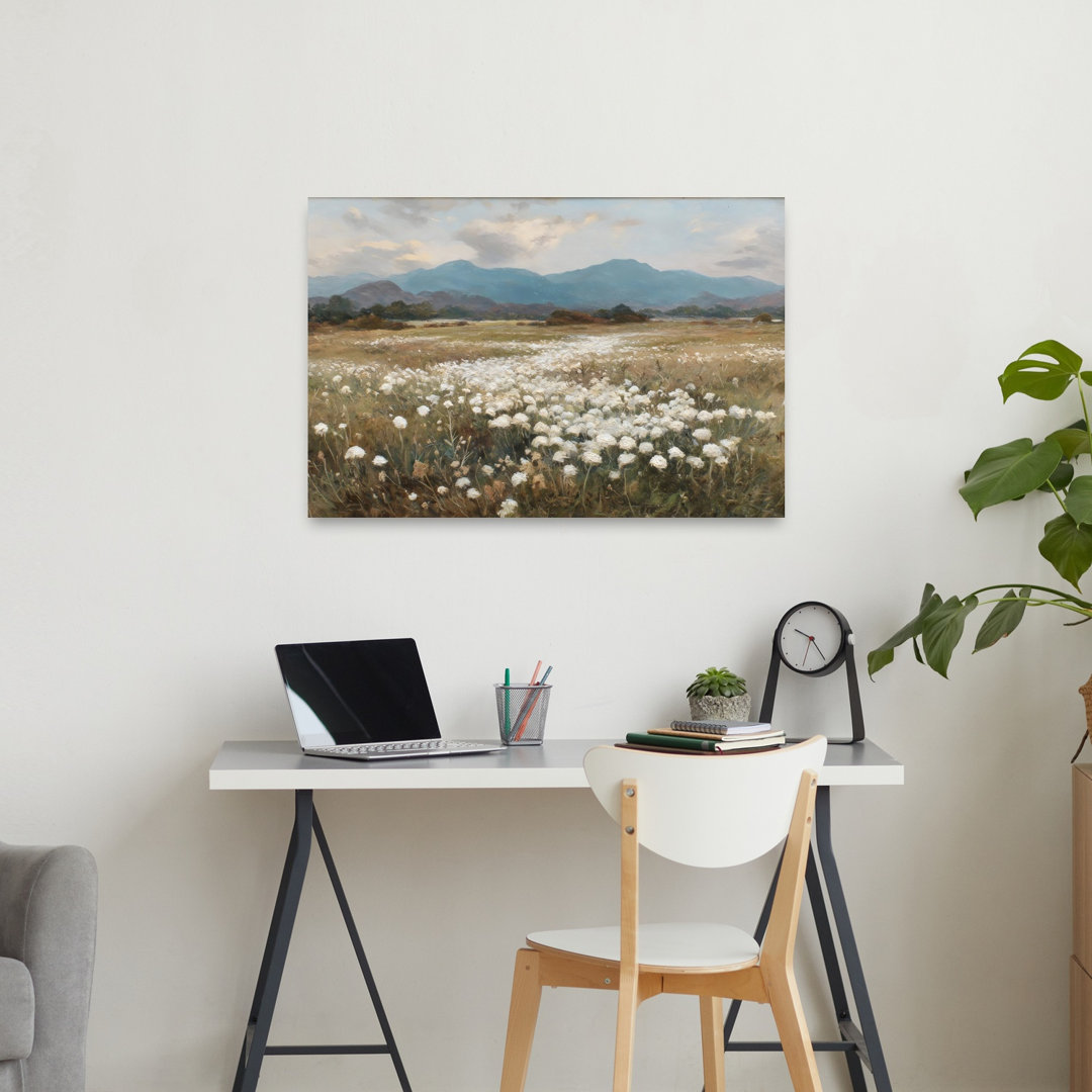 Wildflower Mountain Landscape I Contemporary Architecture Landscape Wall Art Print