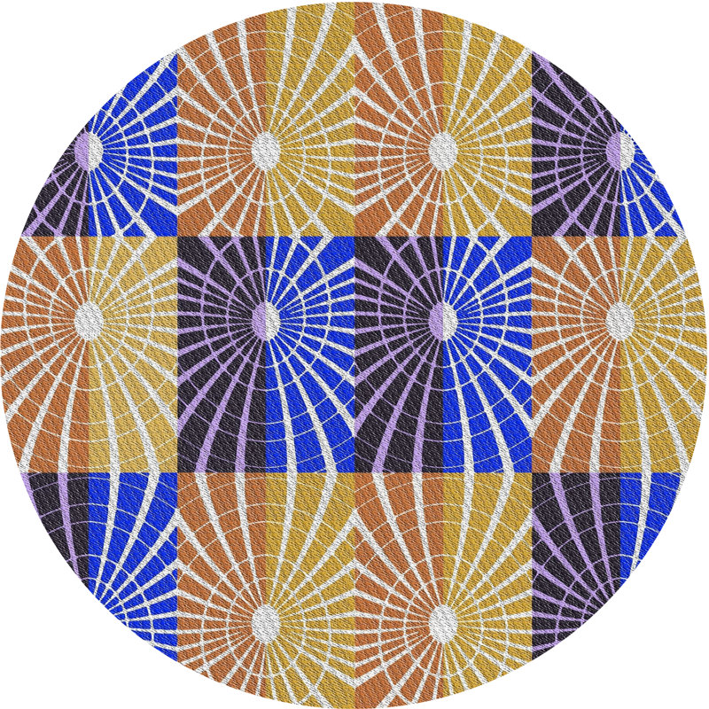 Tapis mauve/brun tissé à la machine, Rond 3 pi