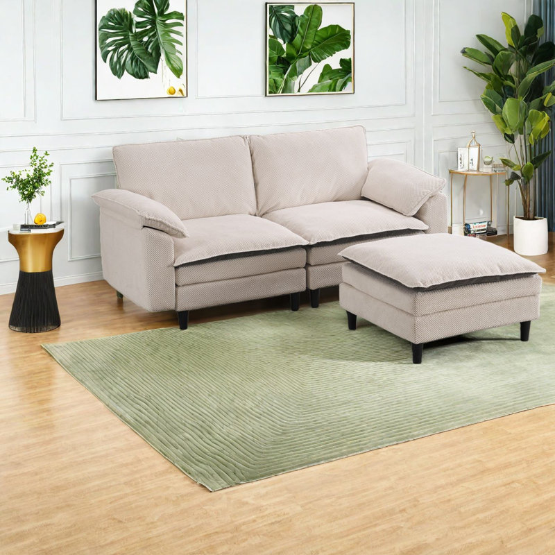Canapé modulaire profond en chenille avec repose-pieds