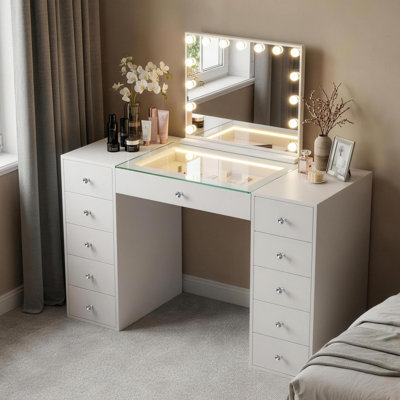 Makeup Vanity Desk With Mirror Led Lights