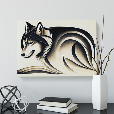 Wolf Art Deco Abstract - Wrapped Canvas