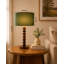 Lampe de table effilée en bois massif 18,5 "avec abat-jour rond en velours, lampe d'appoint moderne en bois véritable avec base E26 pour chambre à coucher et salon-1260446694