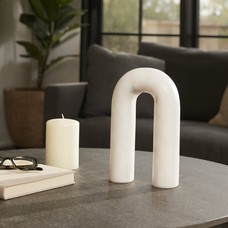 Rounded Horseshoe Marble Sculpture, 8" H x 5" W x 2" D