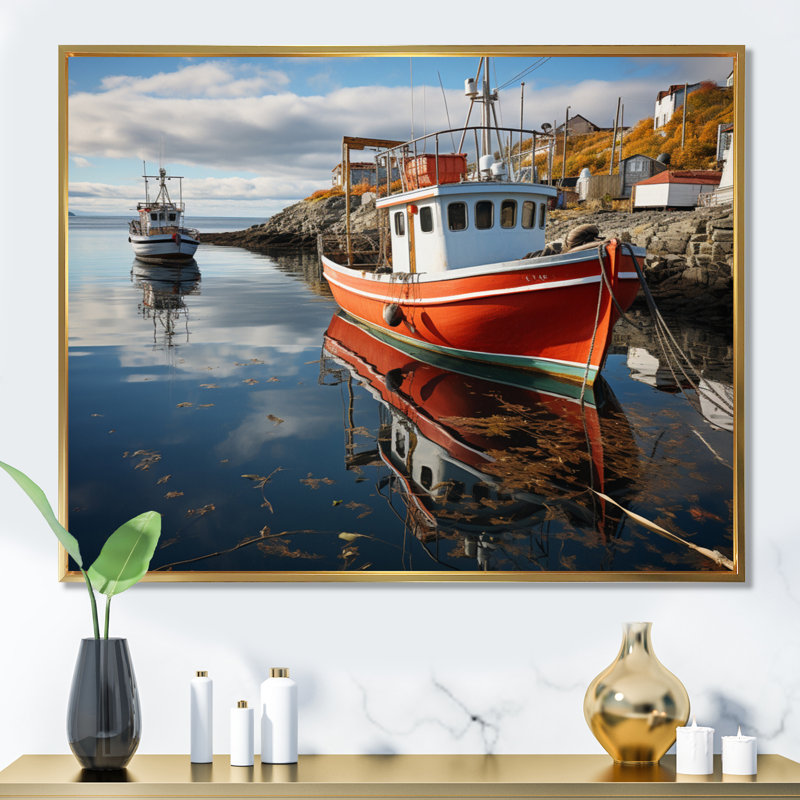 Canada maritime charme sur toile, Cadre flottant doré, H 24 po x l 32 po x P 1 po