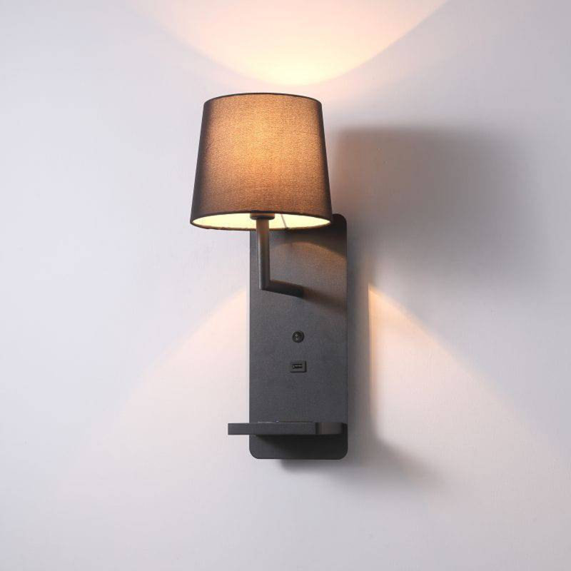 UltraBeam 4 Watt LED Black Bedside Reading Wall Light  - USB & Wireless Charging