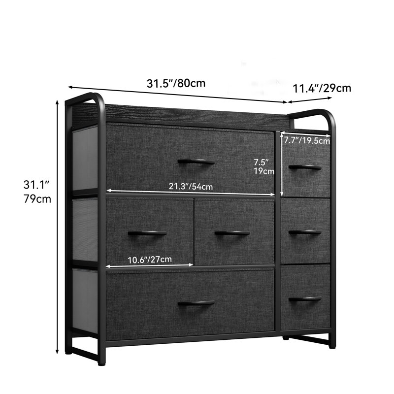 Eriska 7 Drawer 31.5" W Chest, Black