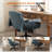 Armchair Criss Cross Chairs, Swivel Vanity Chair with Adjustable Flip-up Arms and Wheels, Wide Seat Office Chair with 3 Layer Cushions-1377327102
