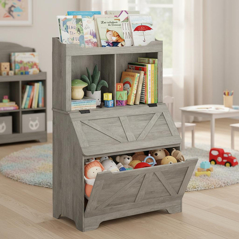 121.4cm H x 79cm W Toy Storage Bookcase, Grey