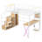 Metal Loft Bed with Built-in Work Station, Wardrobe, Storage Staircase and LED-825873853
