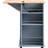 Grey Blue Kitchen Island With Power Outlet & Foldable Leaf, 5-Wheeled, Open Storage, Wine Holder For Home Cart Folding Leaf Assembly, Blue, 5 Wheels,-568209040-568209006