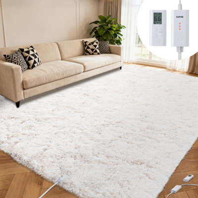 Tapis chauffant électrique GarveeHome - Tapis sans fil doux, 6 réglages de chaleur, arrêt automatique 10H, chauffe-pieds pour le salon, la chambre à coucher, le bureau - ton neutre, 8 pi x 10 pi